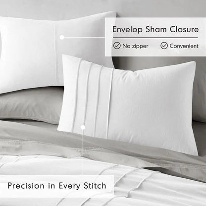 King Size Microfiber Pleated Soft Washed Comforter Set White - Get it from Bo