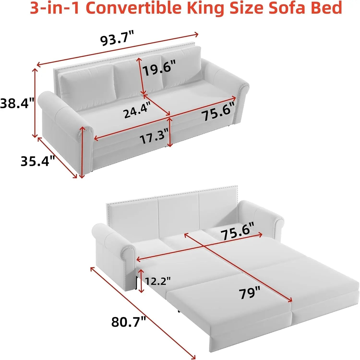 King Size Multifunctional Sleeper Sofa Beige Velvet - Get it from Bo