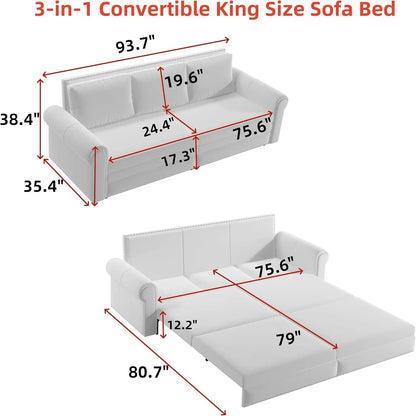 King Size Multifunctional Sleeper Sofa Beige Velvet - Get it from Bo