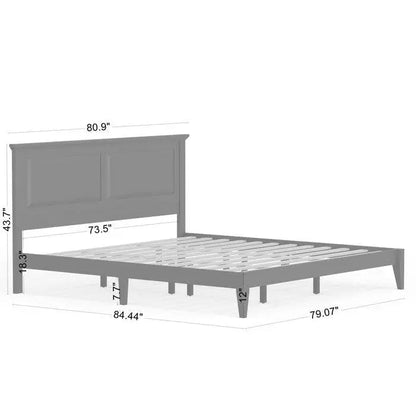 King Traditional Solid Oak Wooden Platform Bed Frame with Headboard in White - Get it from Bo