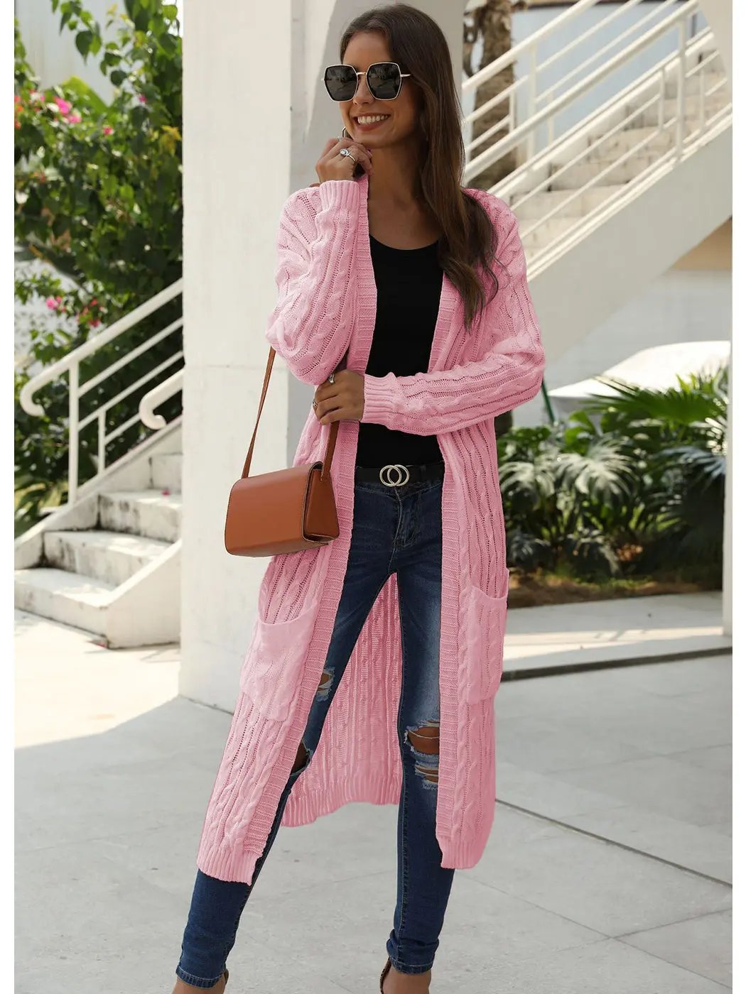 Knitted Long Sleeve Cardigan Sweater - Get it from Bo