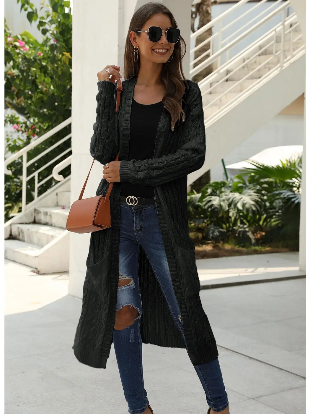 Knitted Long Sleeve Cardigan Sweater - Get it from Bo