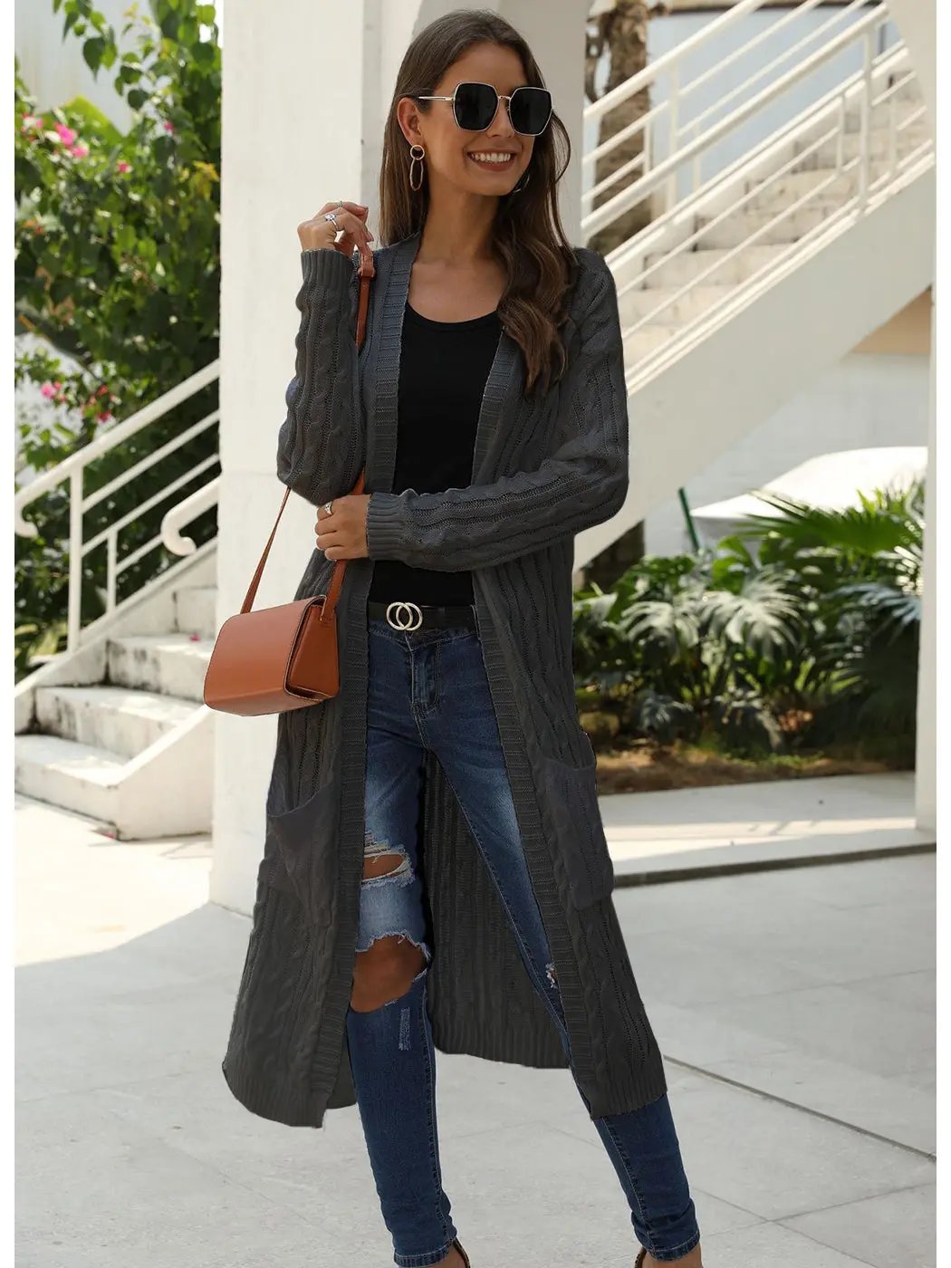 Knitted Long Sleeve Cardigan Sweater - Get it from Bo