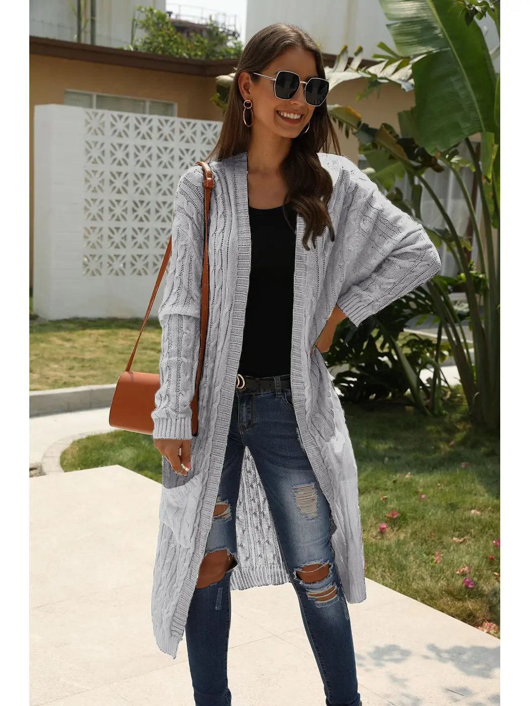 Knitted Long Sleeve Cardigan Sweater - Get it from Bo