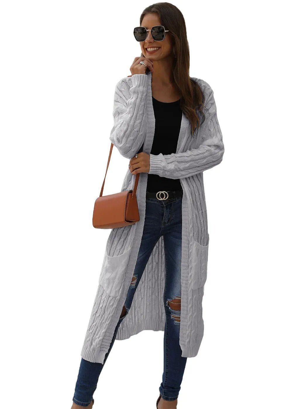 Knitted Long Sleeve Cardigan Sweater - Get it from Bo