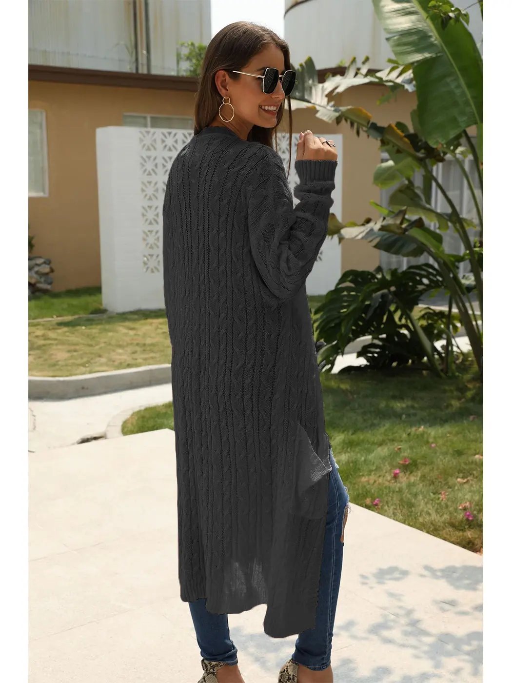 Knitted Long Sleeve Cardigan Sweater - Get it from Bo