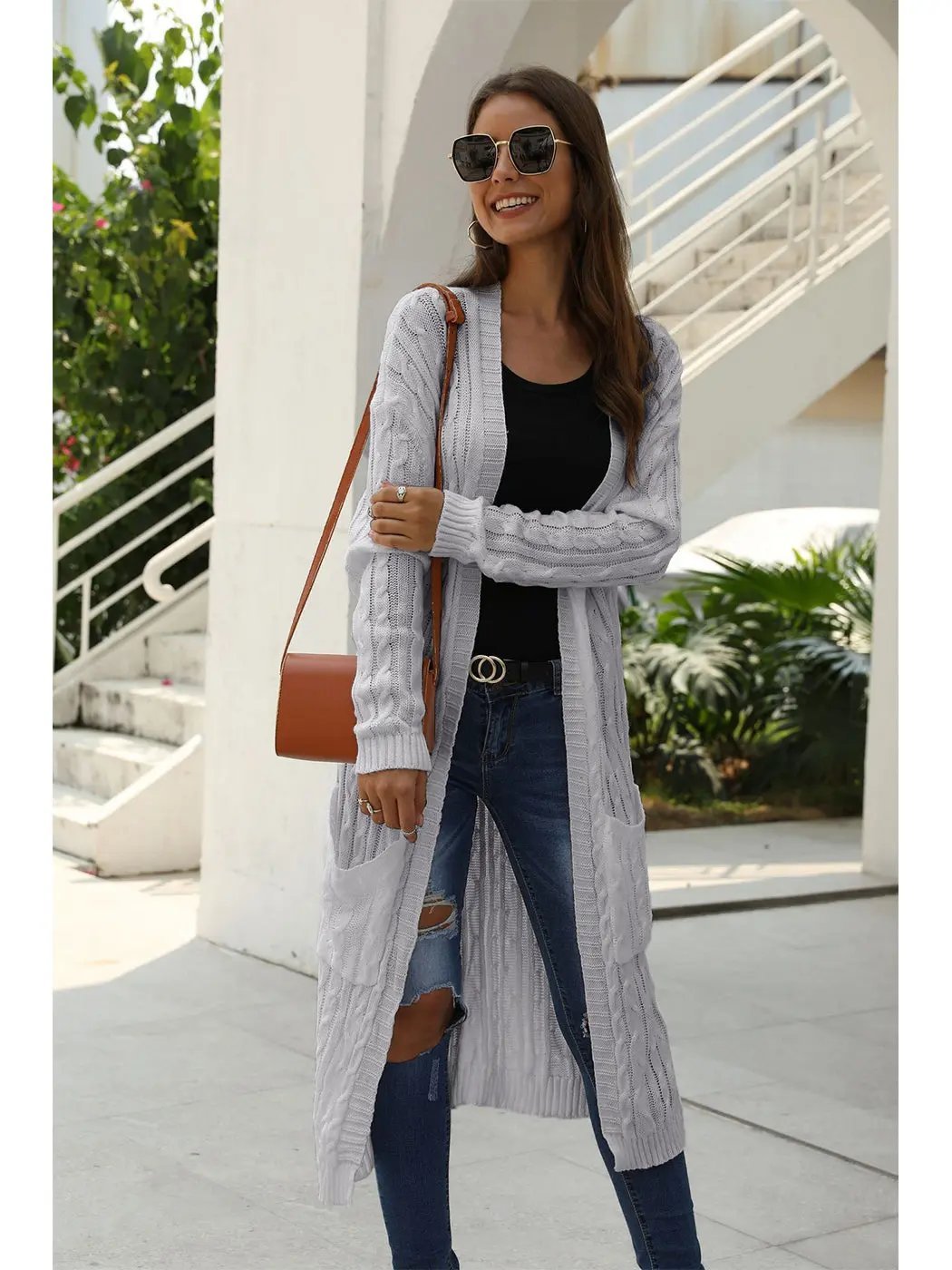 Knitted Long Sleeve Cardigan Sweater - Get it from Bo