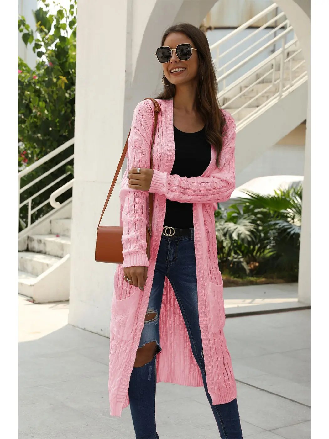 Knitted Long Sleeve Cardigan Sweater - Get it from Bo