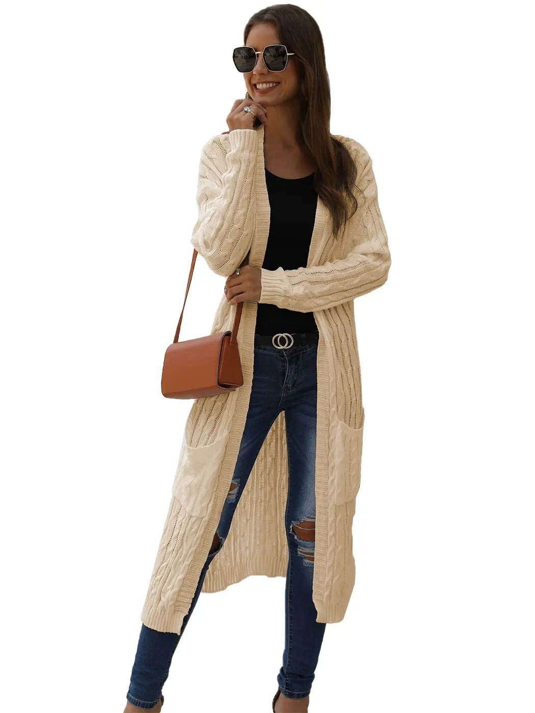 Knitted Long Sleeve Cardigan Sweater - Get it from Bo