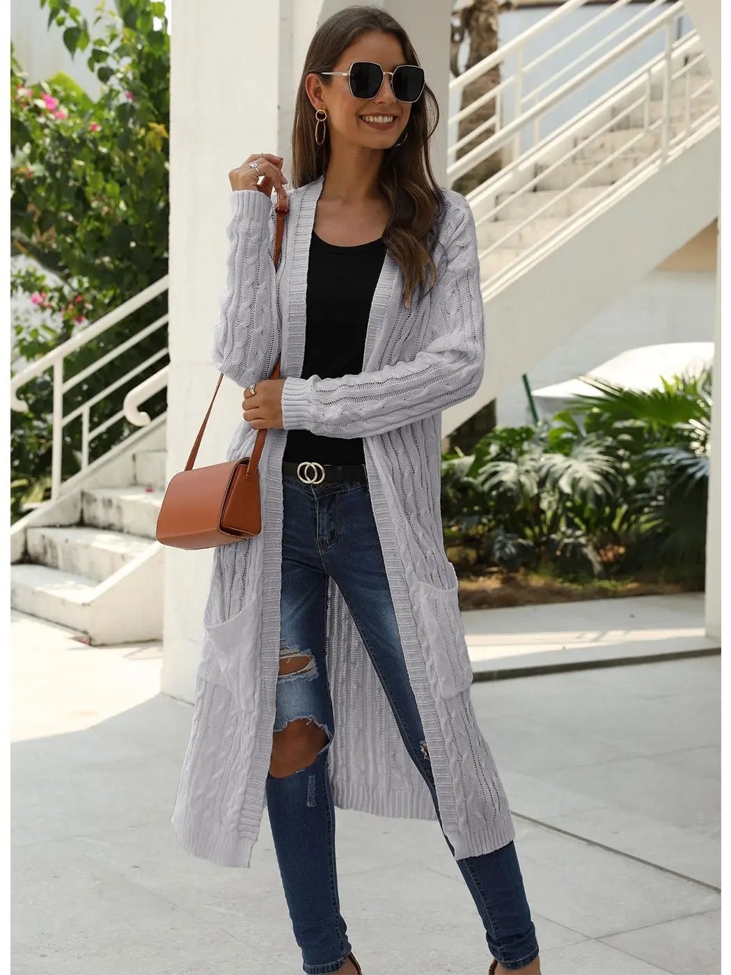 Knitted Long Sleeve Cardigan Sweater - Get it from Bo