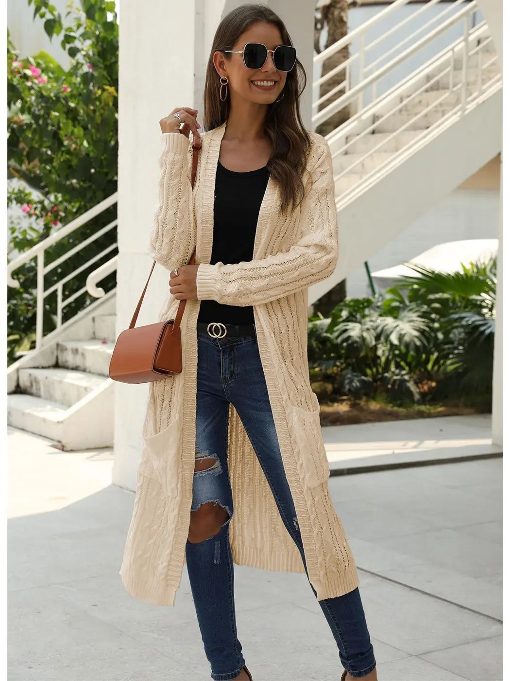 Knitted Long Sleeve Cardigan Sweater - Get it from Bo