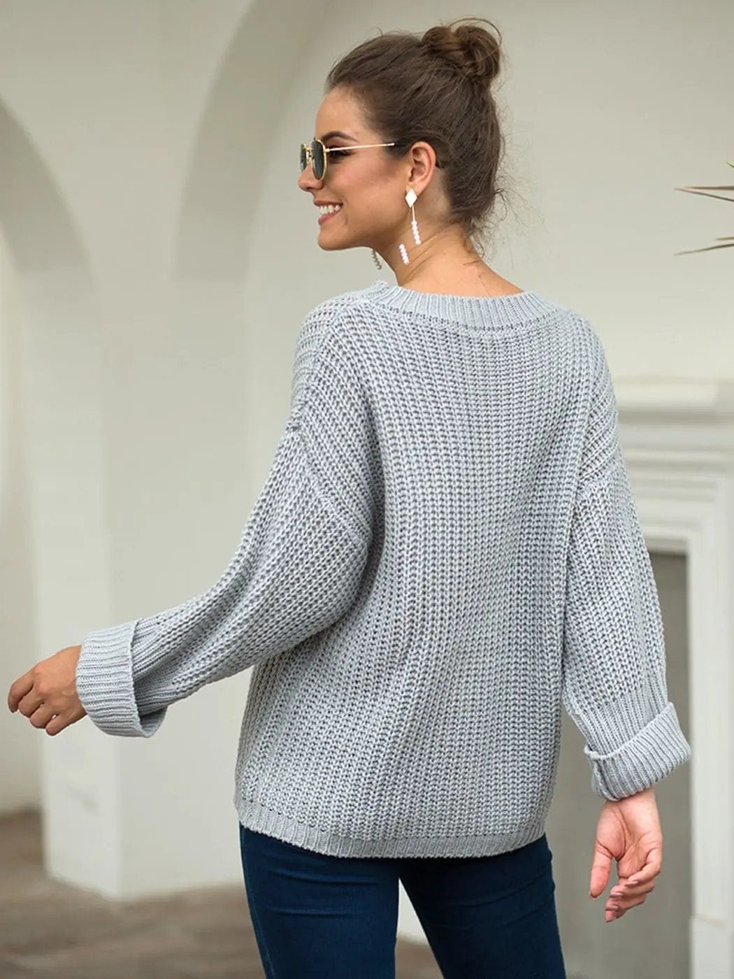 Knitted Turtleneck Sweater With Batwing Sleeves - Get it from Bo