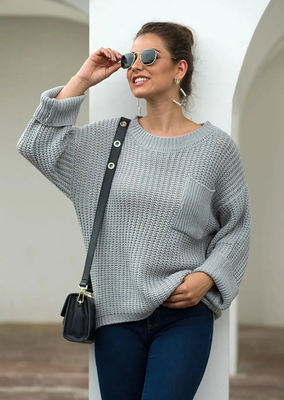 Knitted Turtleneck Sweater With Batwing Sleeves - Get it from Bo