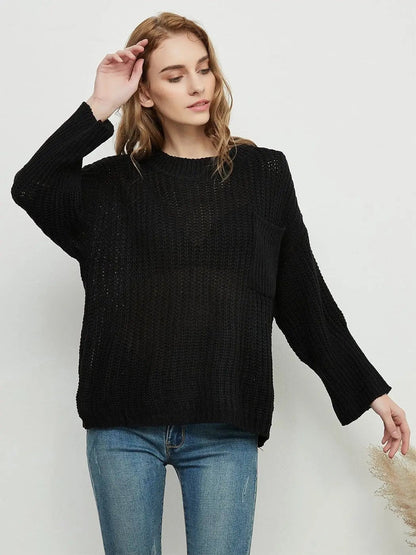Knitted Turtleneck Sweater With Batwing Sleeves - Get it from Bo