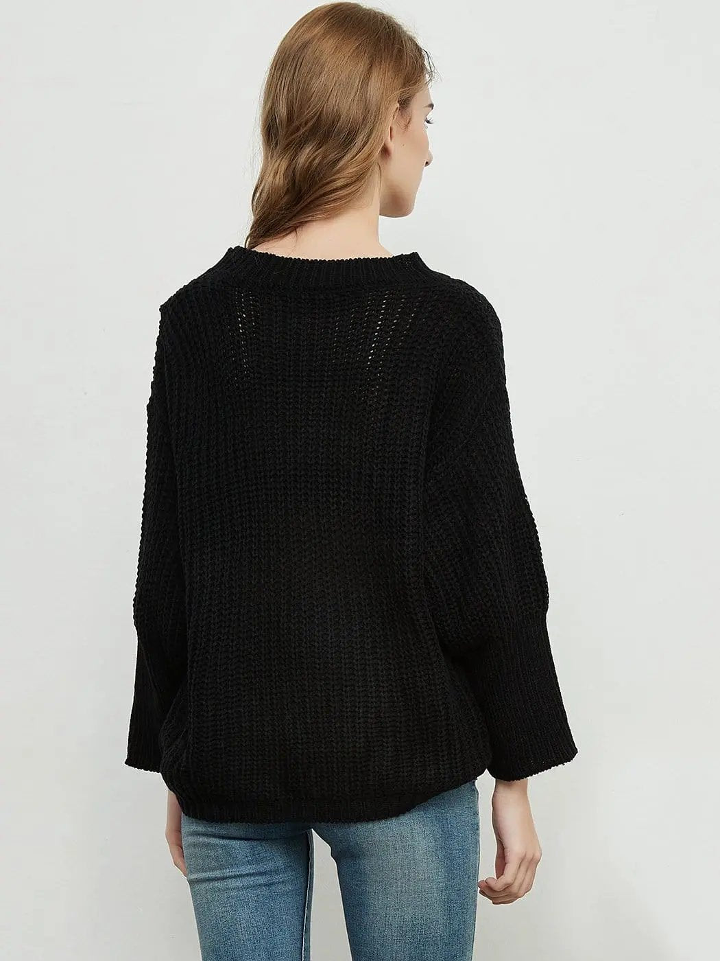 Knitted Turtleneck Sweater With Batwing Sleeves - Get it from Bo