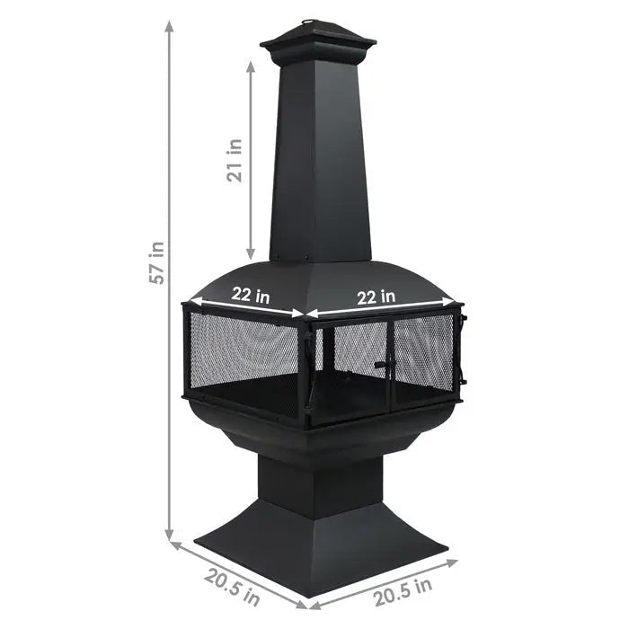 Large Black Outdoor Steel Chimenea Wood Burning Fire Pit - Get it from Bo