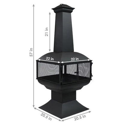 Large Black Outdoor Steel Chimenea Wood Burning Fire Pit - Get it from Bo