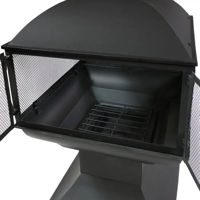 Large Black Outdoor Steel Chimenea Wood Burning Fire Pit - Get it from Bo