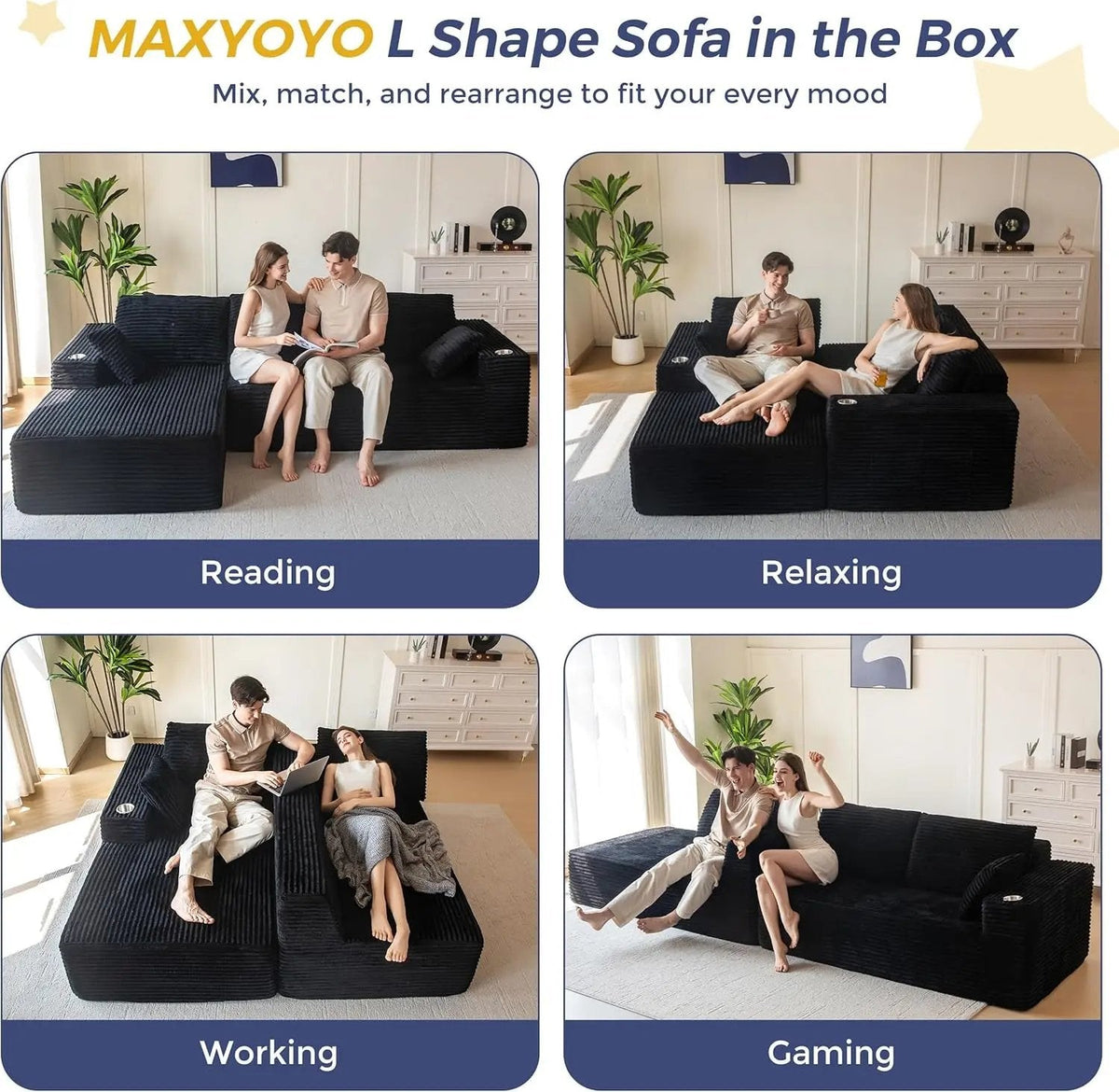 Large Modular Sectional Couch with L-Shape Chaise - Get it from Bo