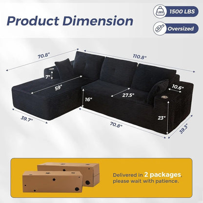 Large Modular Sectional Couch with L-Shape Chaise-1