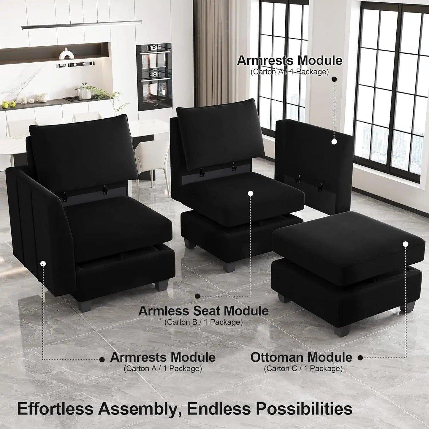Large Modular Sectional Sofa Bed with Storage Comfort - Get it from Bo
