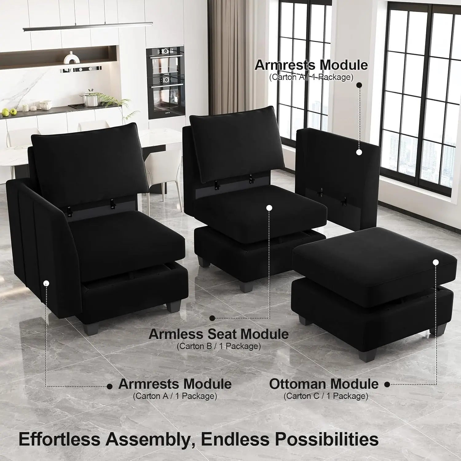 Large Modular Sectional Sofa Bed with Storage Comfort - Get it from Bo
