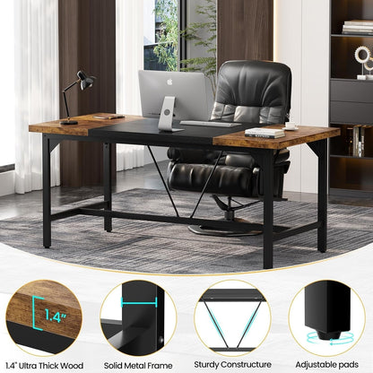 Large Rustic Computer Desk for Home Office Workstation ShipItFurniture