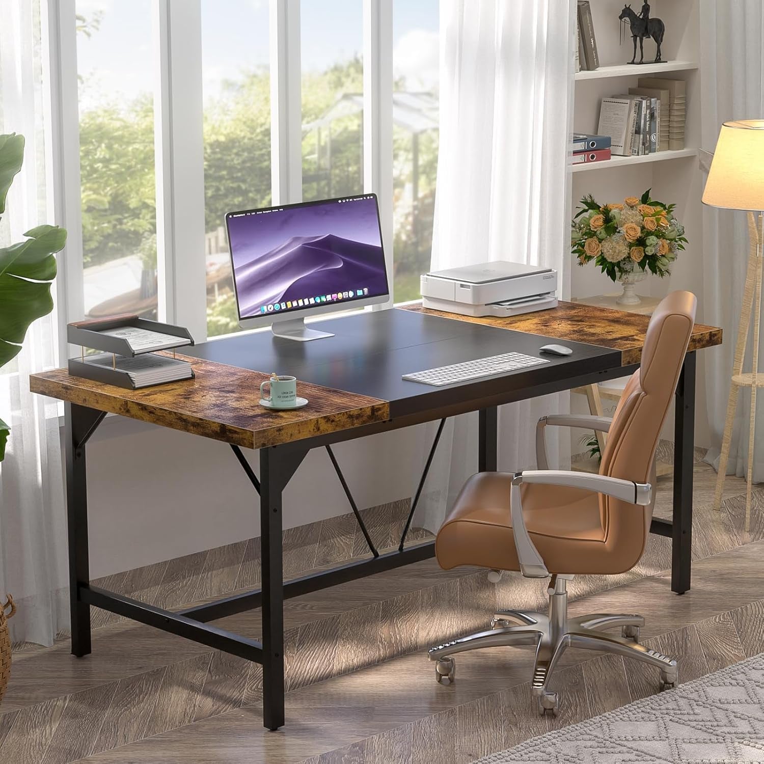 Large Rustic Computer Desk for Home Office Workstation ShipItFurniture