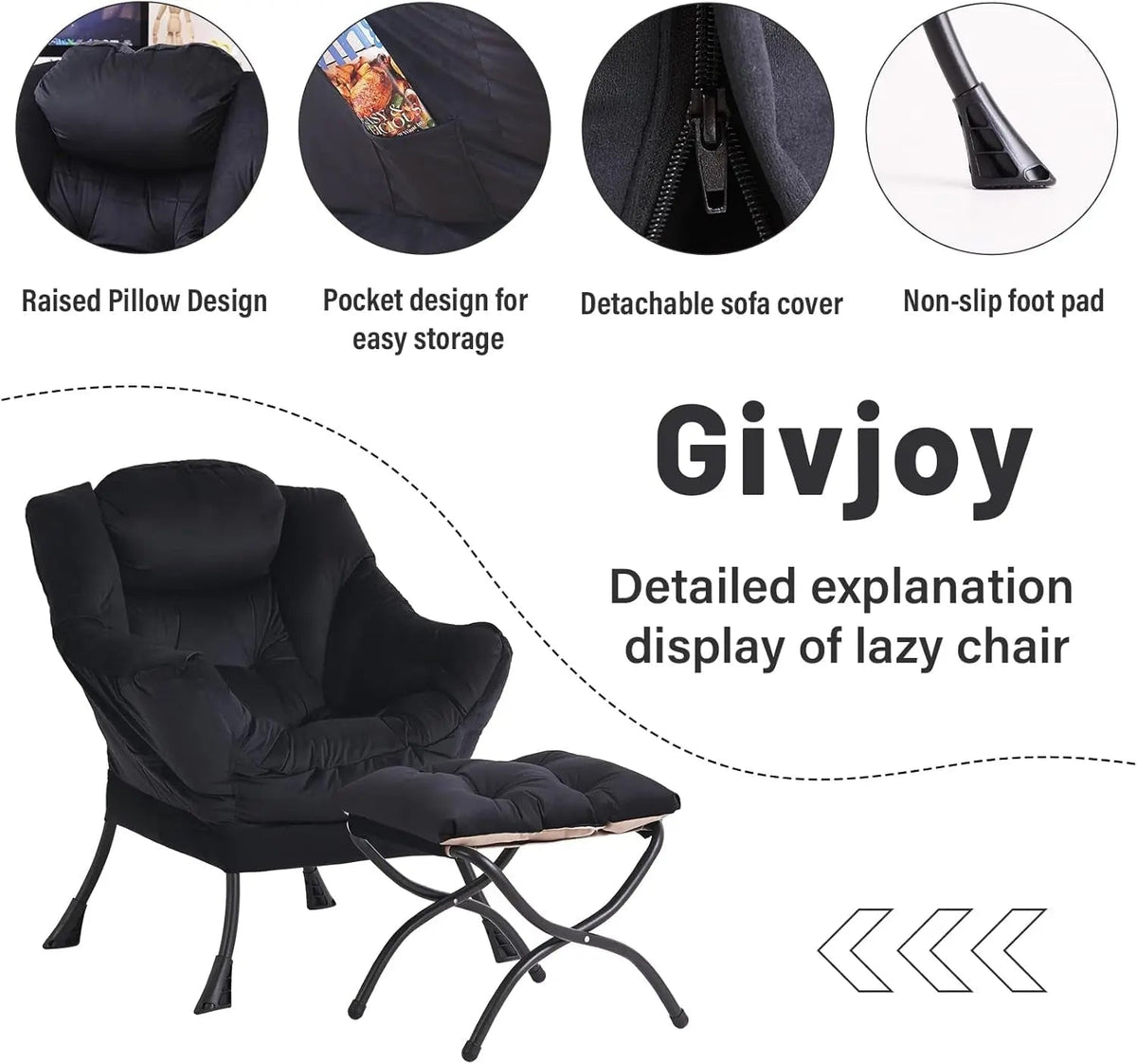 Large Upholstered Lounge Chair With Ottoman And Armrests - Get it from Bo