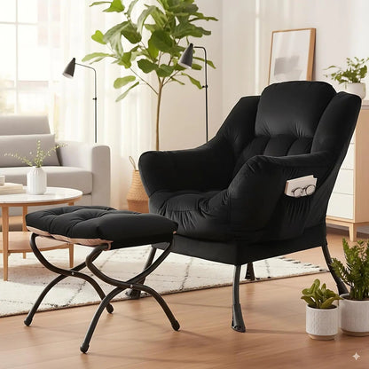 Large Upholstered Lounge Chair With Ottoman And Armrests - Get it from Bo