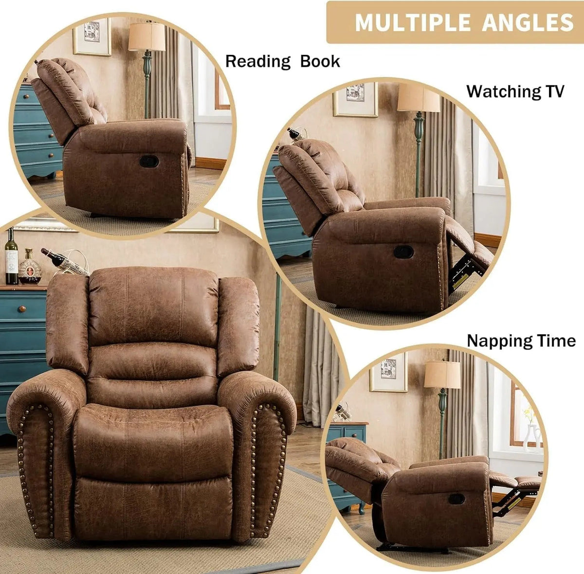 Leather Recliner Chairs Set 2 Nut Brown Manual Recliners - Get it from Bo
