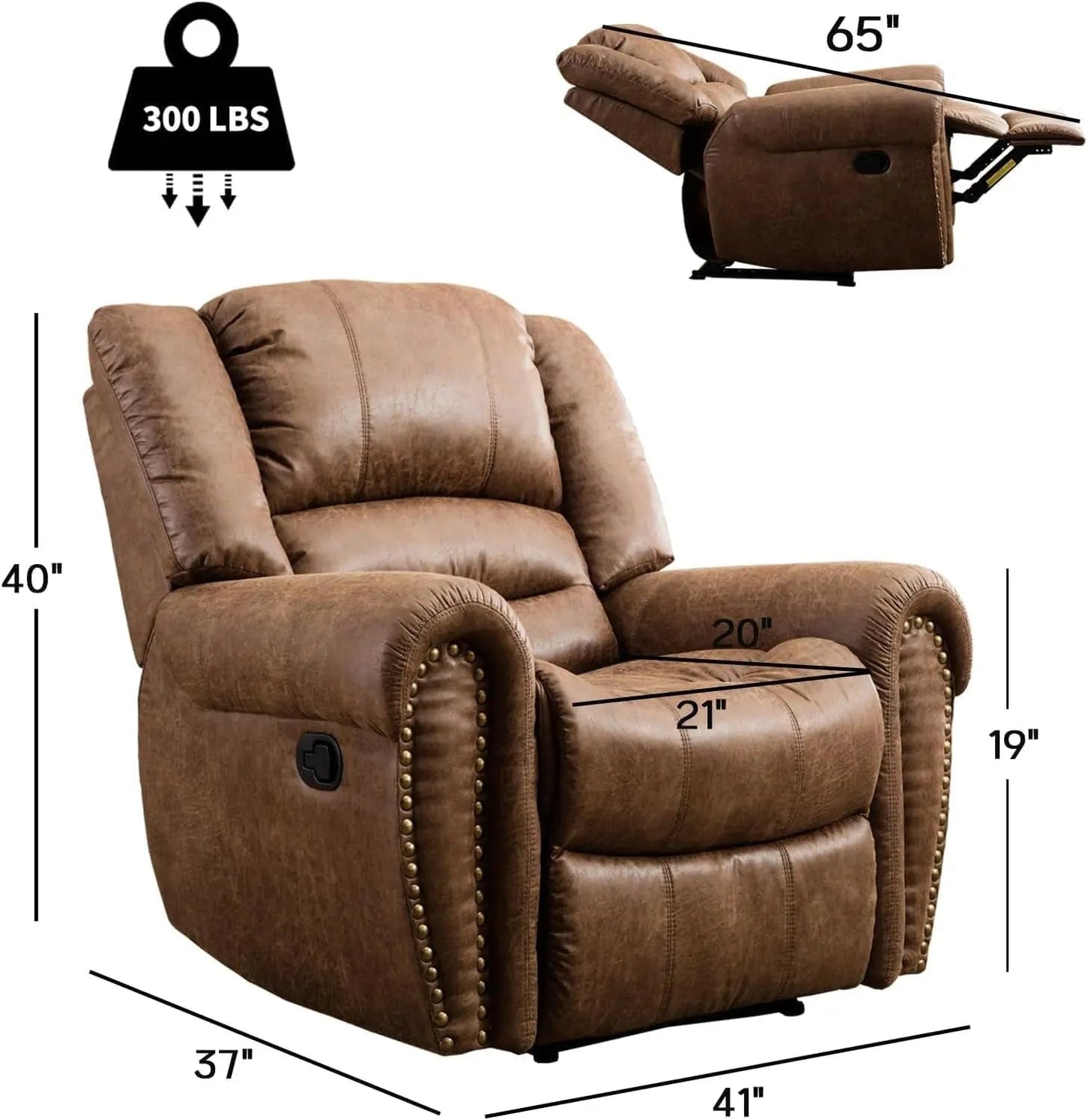 Leather Recliner Chairs Set 2 Nut Brown Manual Recliners - Get it from Bo