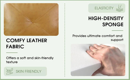 Leather Sectional Sofa L Shape With Storage Ottoman Ginger - Get it from Bo