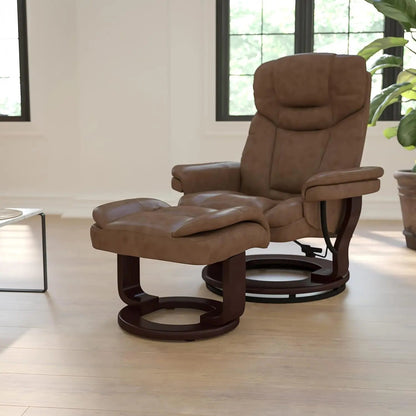 Leathersoft Recliner With Ottoman Palimino Swivel - Get it from Bo