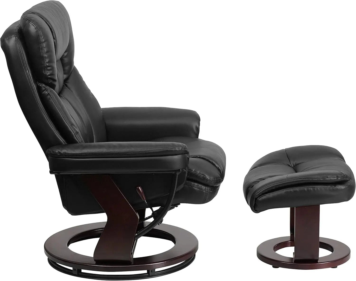 Leathersoft Upholstered Recliner With Ottoman Black - Get it from Bo
