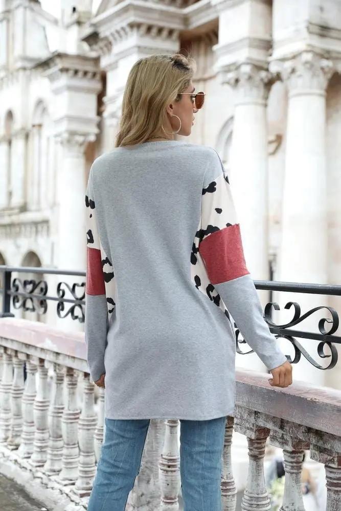 Leopard Color Contrast Pullover Tunic - Get it from Bo