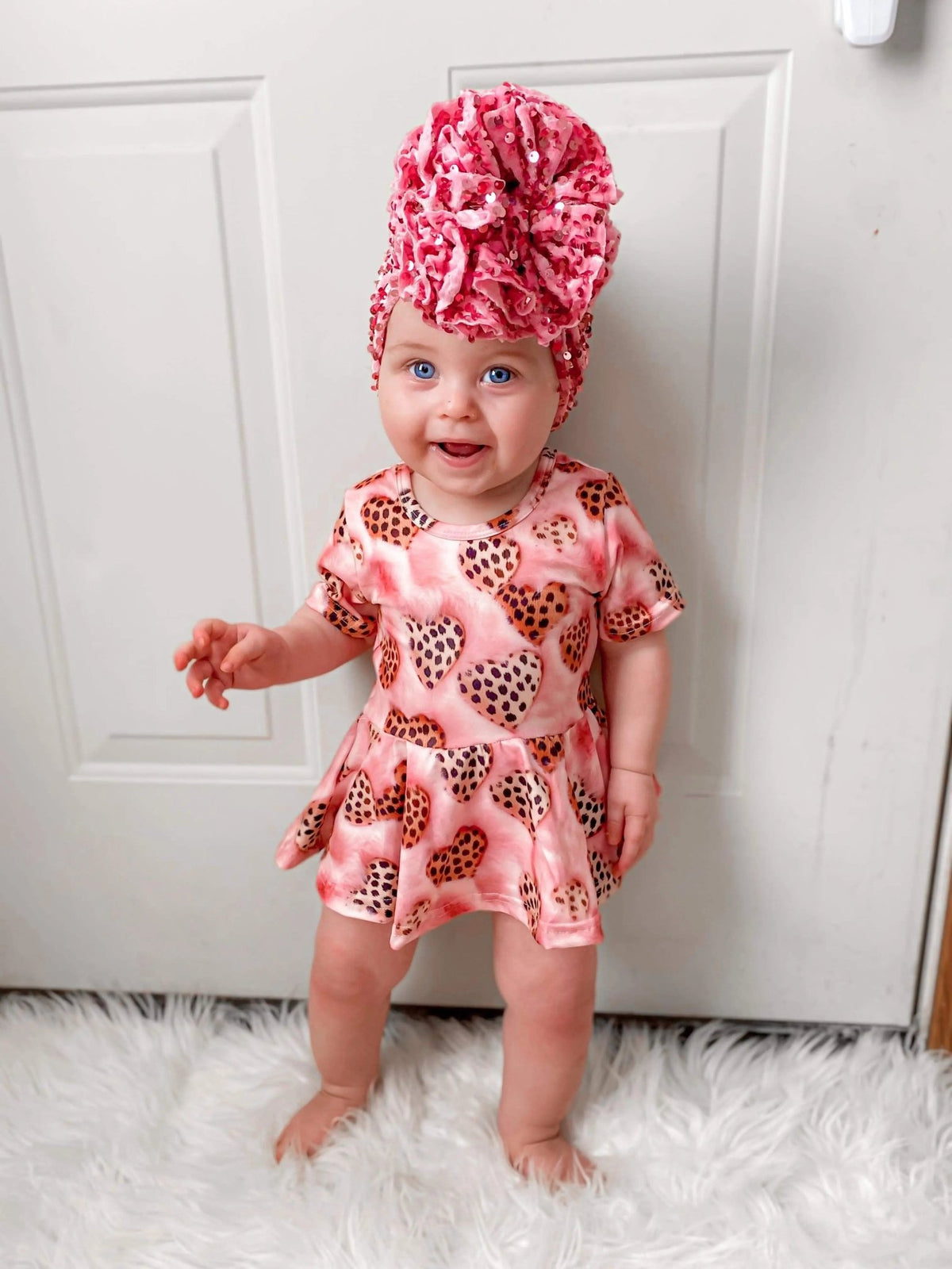 Leopard hearts skirted romper - Get it from Bo