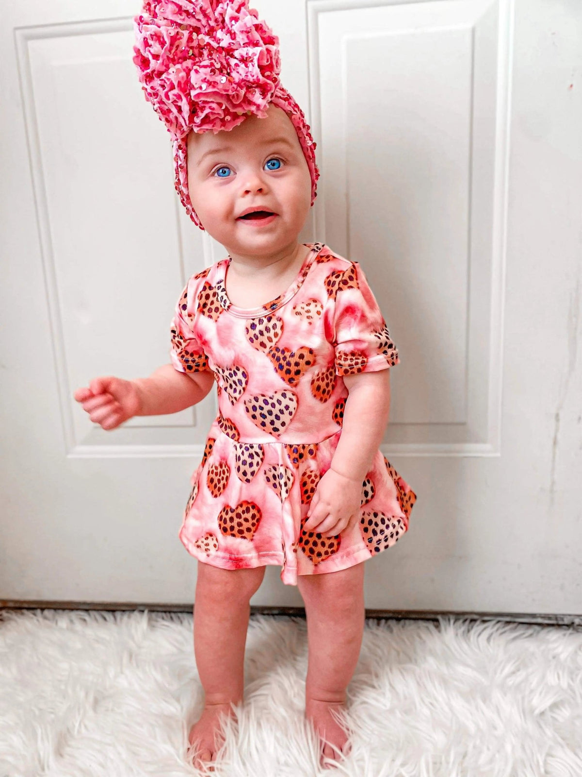 Leopard hearts skirted romper - Get it from Bo