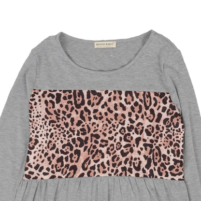 Leopard Panel Shirred Bottom Sweater - Get it from Bo