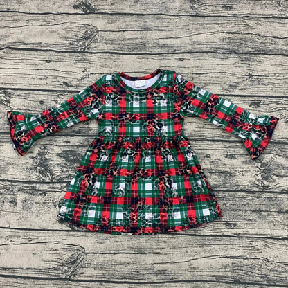 Leopard Plaid bell sleeve dress - Get it from Bo