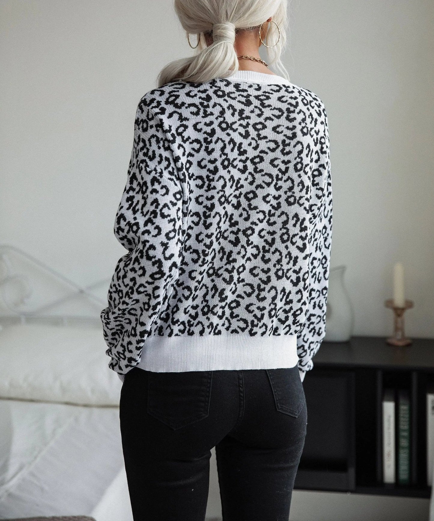 Leopard Print Contrast Trim Sweater - Get it from Bo
