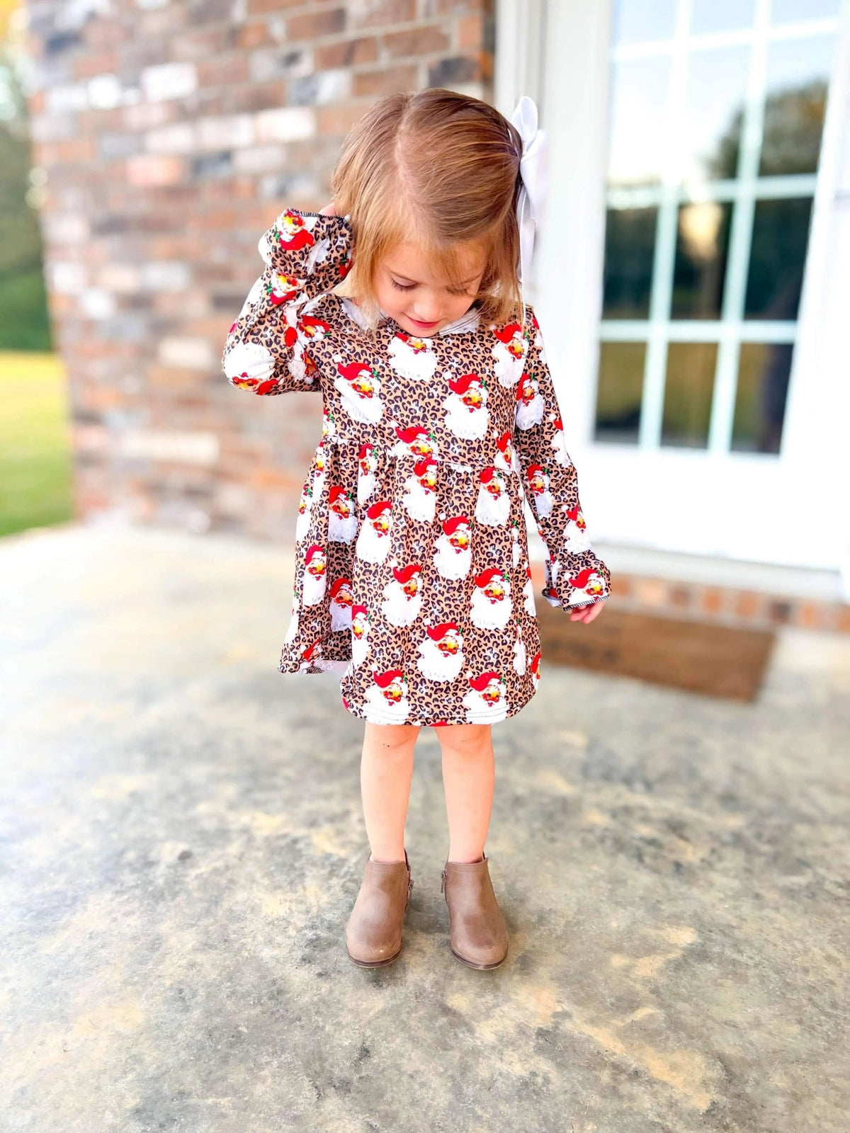 Leopard santa bell sleeve dress - Get it from Bo