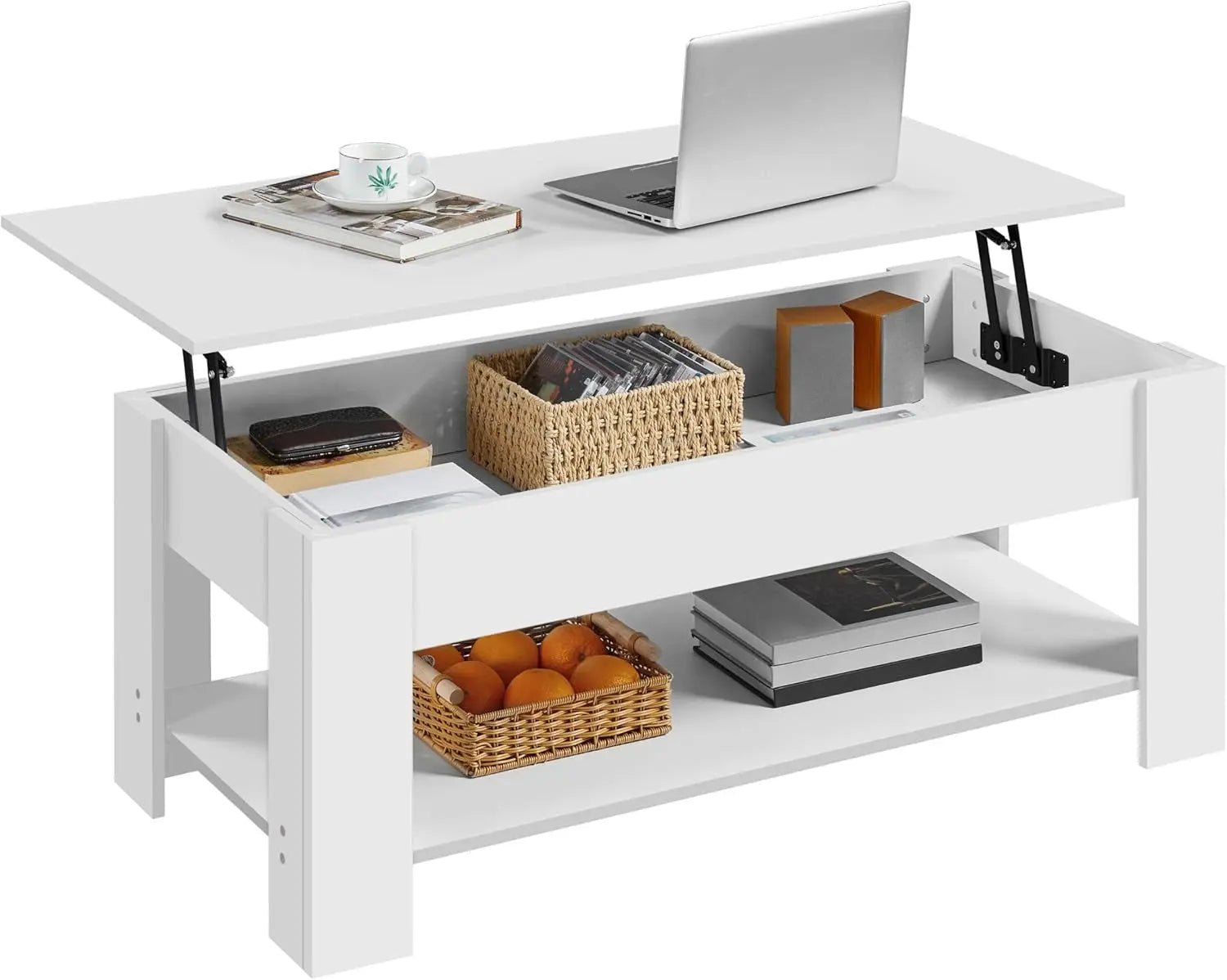 Lift Top Coffee Table With Hidden Compartment And White Finish - Get it from Bo