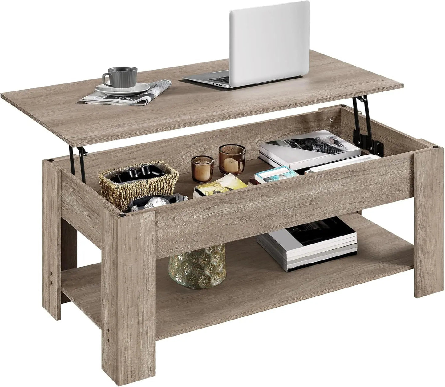 Lift Top Coffee Table With Hidden Compartment Grey - Get it from Bo