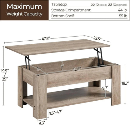 Lift Top Coffee Table With Hidden Compartment Grey - Get it from Bo