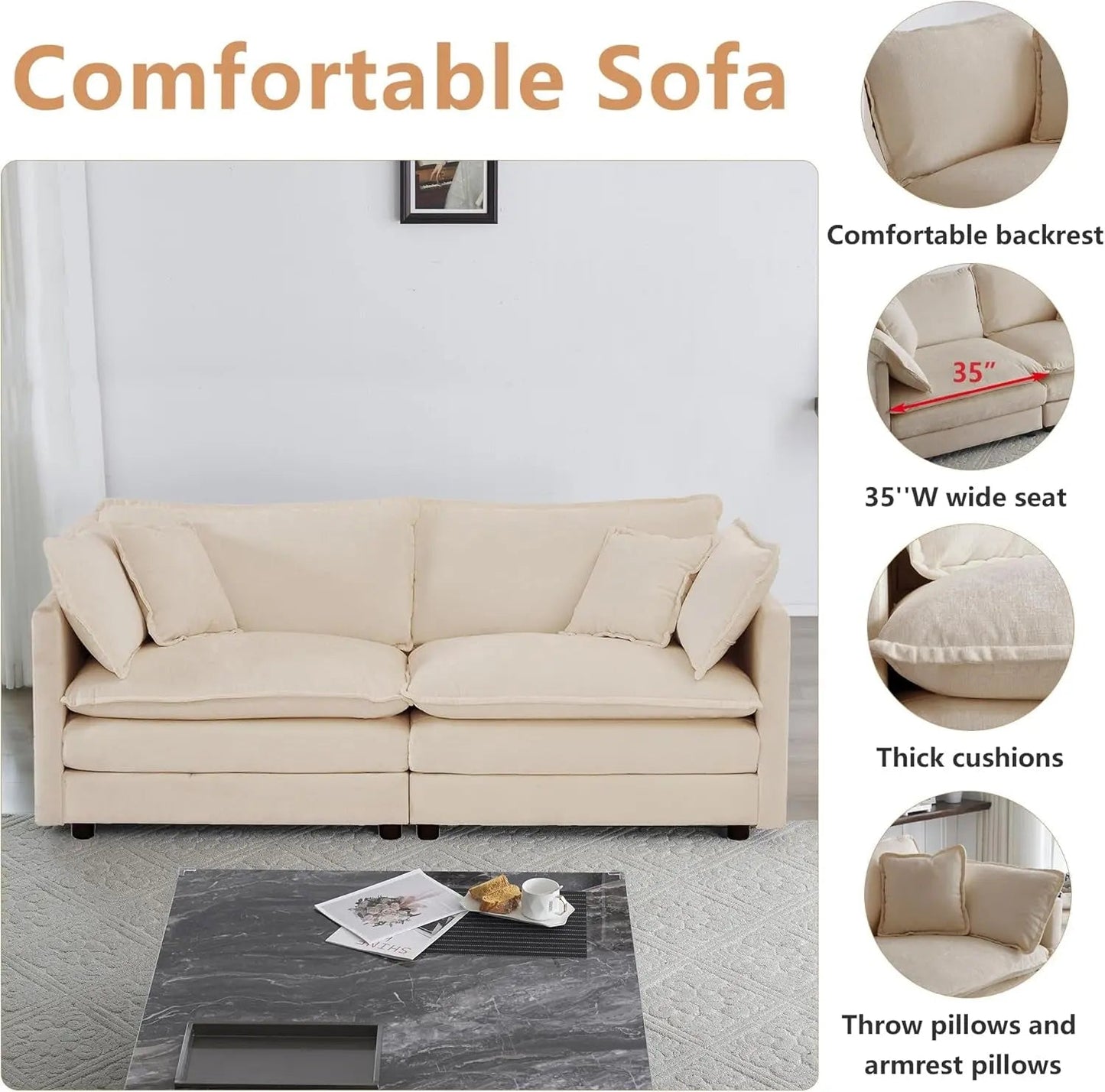 Light Coffee Chenille 2 Piece Loveseat Couch And Armchair - Get it from Bo