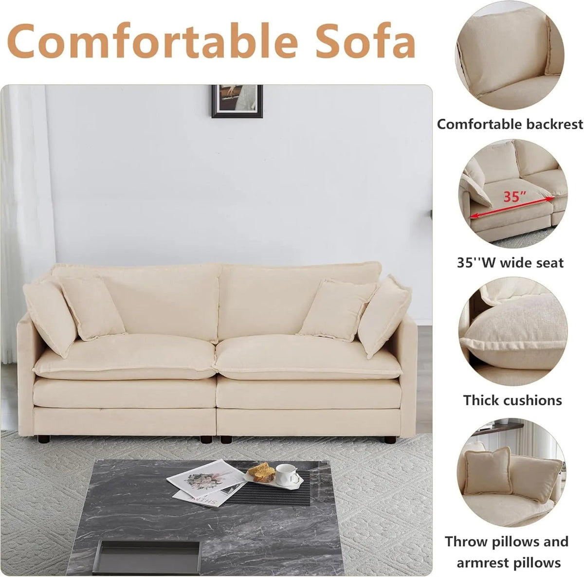 Light Coffee Chenille 2 Piece Loveseat Couch And Armchair - Get it from Bo