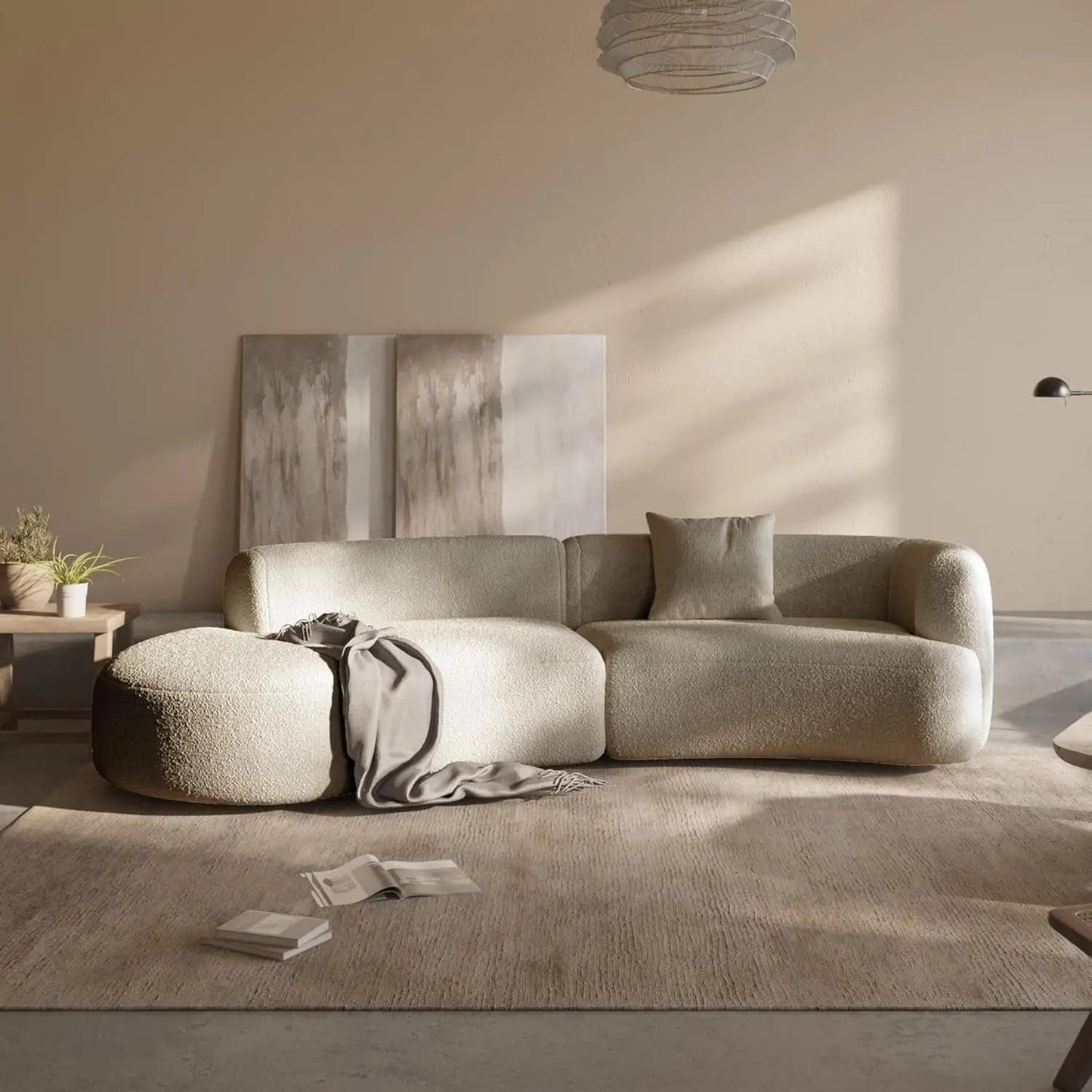 Light Coffee Curved Sectional Sofa For Living Room - Get it from Bo