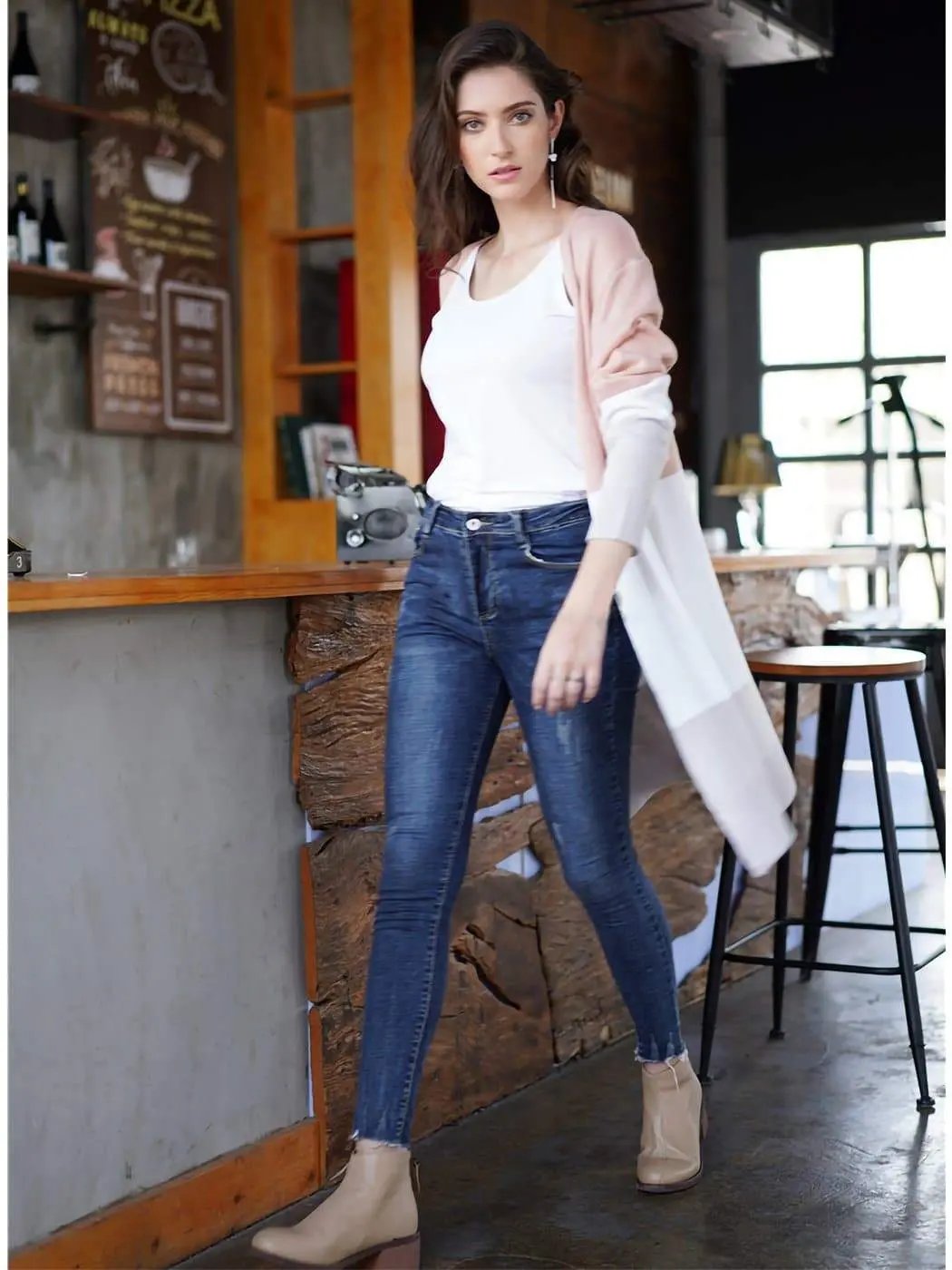 Long Sleeve Open Front Casual Knit Sweaters Coat Soft Outwear Striped Draped Kimono Cardigan - Get it from Bo