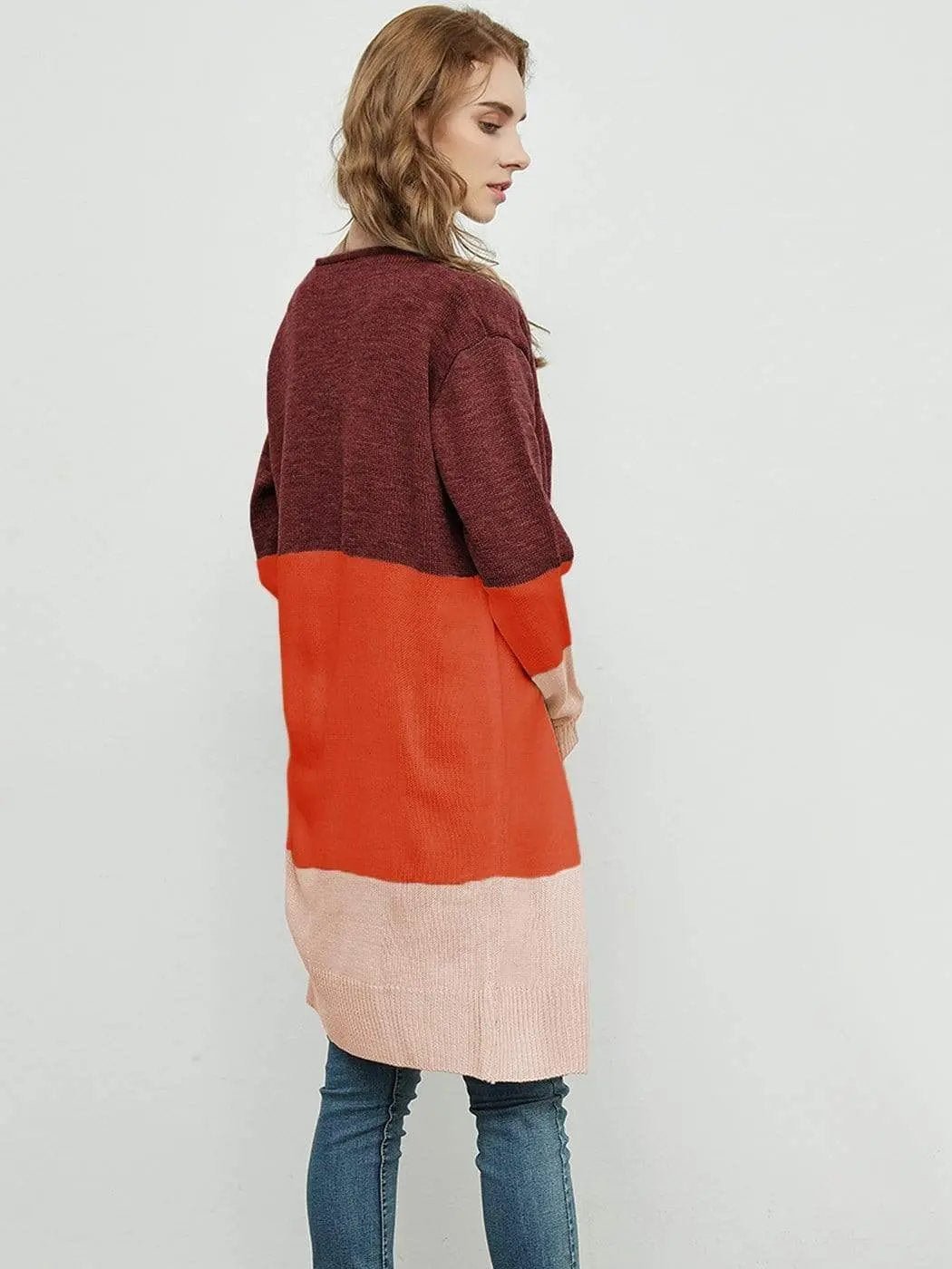 Long Sleeve Open Front Casual Knit Sweaters Coat Soft Outwear Striped Draped Kimono Cardigan - Get it from Bo